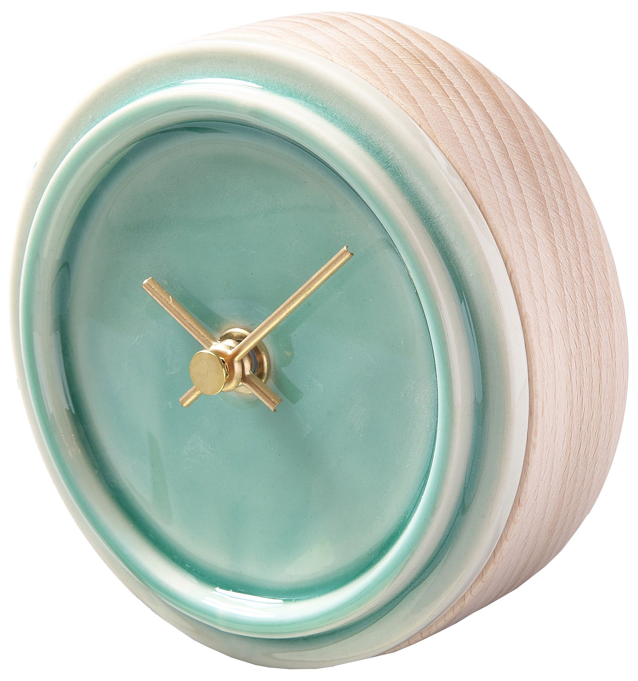 SUGY(杉浦製陶) 陶磁器の美しい置き時計 グリーン