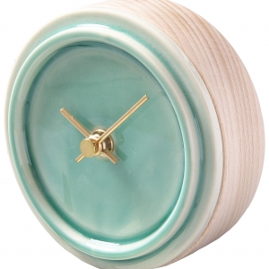 SUGY(杉浦製陶) 陶磁器の美しい置き時計 グリーン