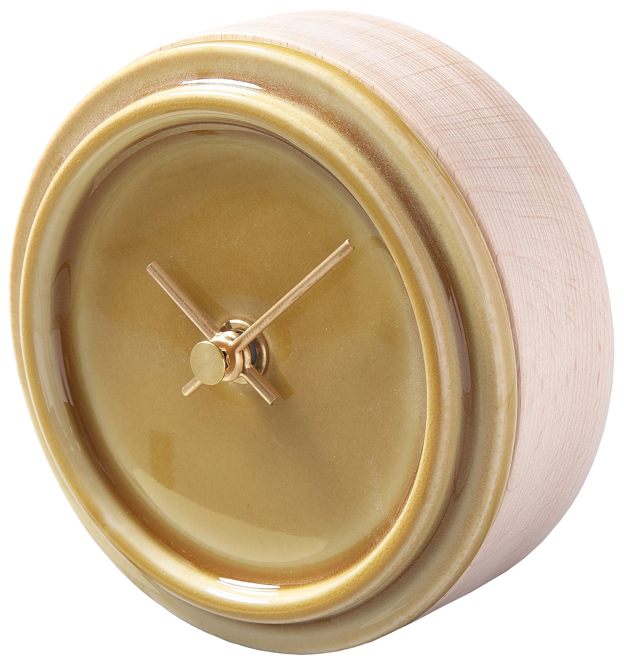 SUGY(杉浦製陶) 陶磁器の美しい置き時計 イエロー