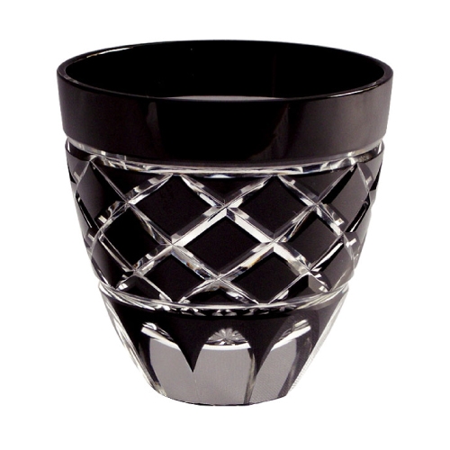 江戸切子 江戸矢来紋 酒杯 黒 Gift Pad