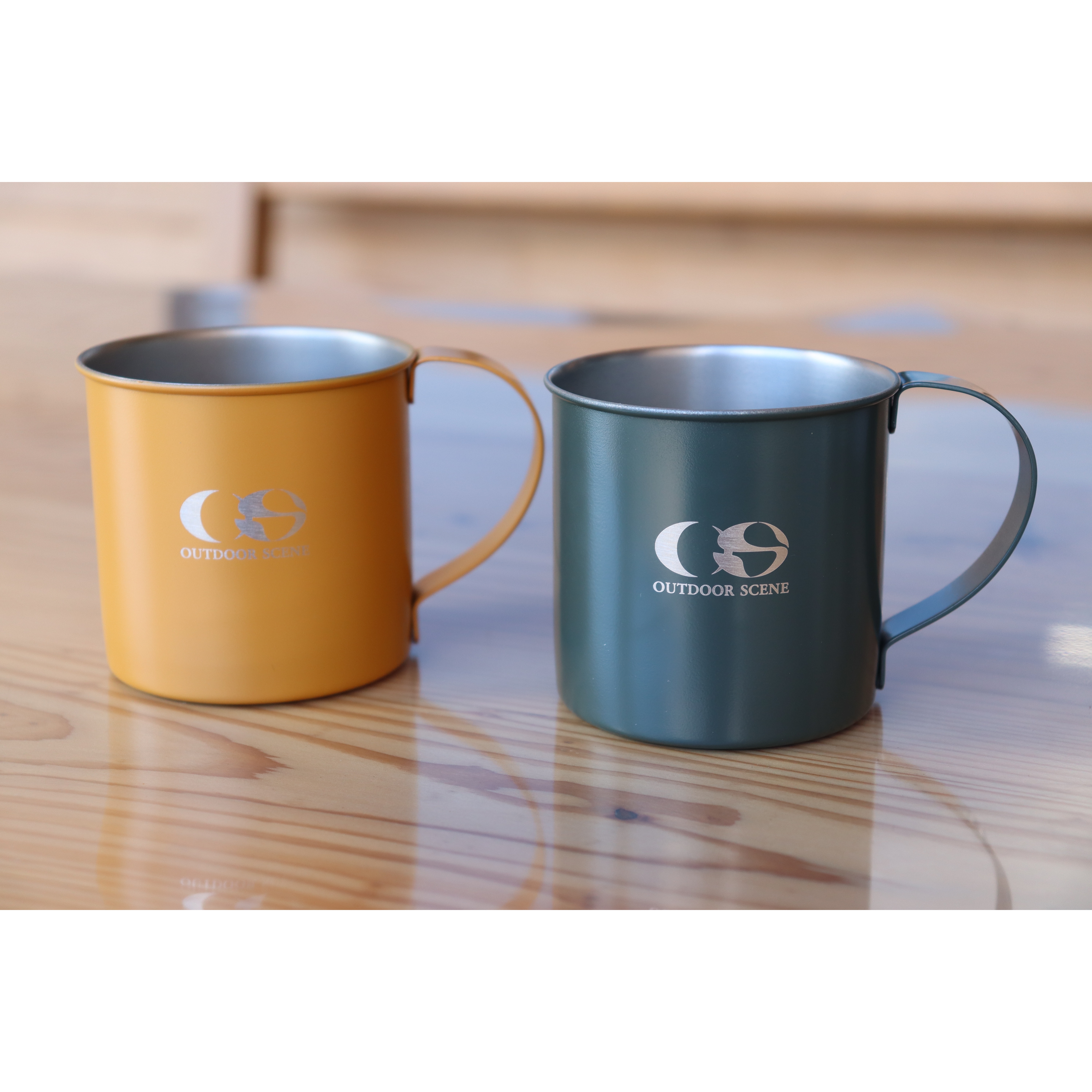 outdoorscene18-8ステンレスシングルマグ ペア モスグリーン＆イエロー