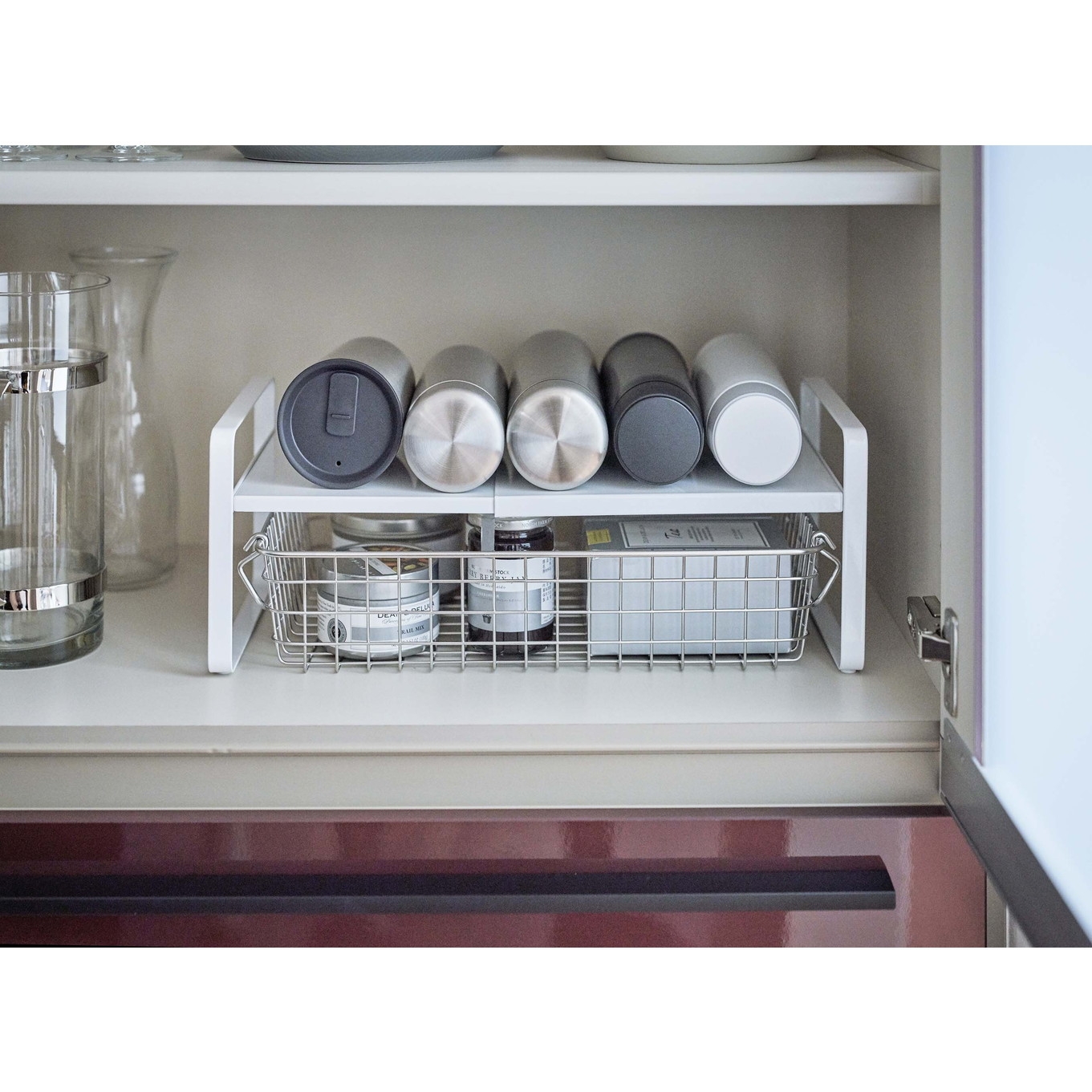 伸縮収納ラック タワー 2段 ホワイト | Giftpad egift