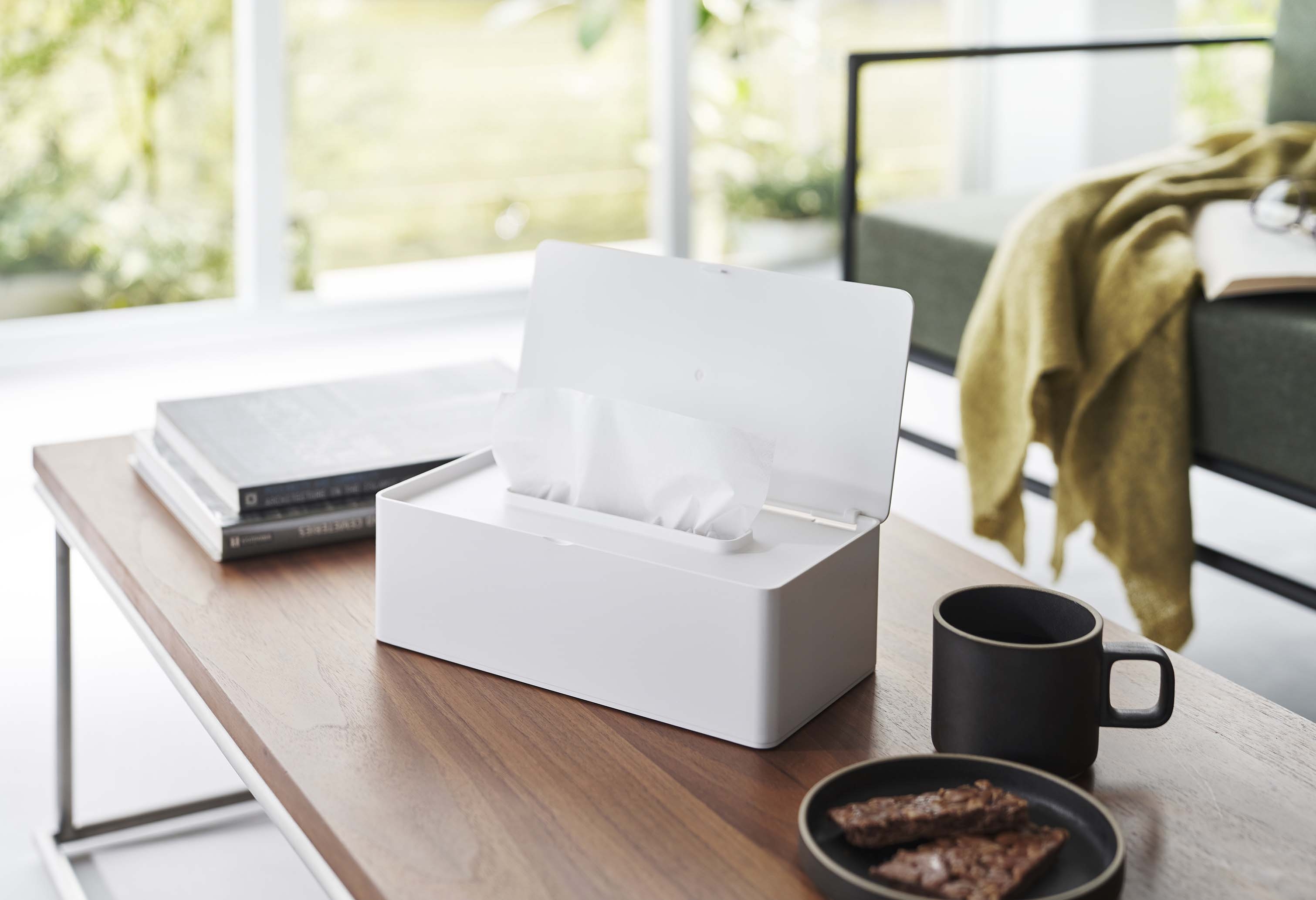 蓋付きティッシュケース タワー レギュラーサイズ ホワイト | Giftpad