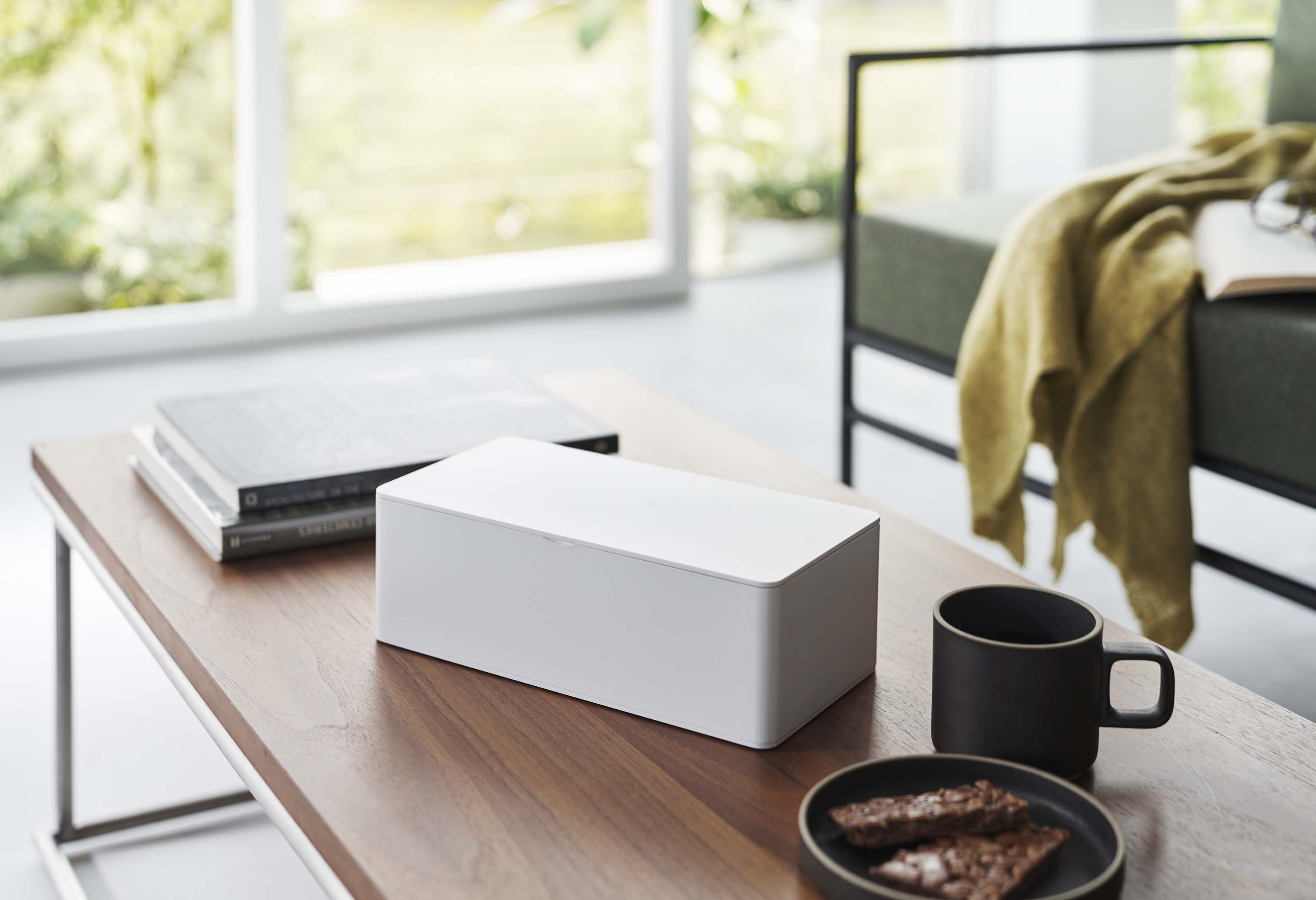 蓋付きティッシュケース タワー レギュラーサイズ ホワイト | Giftpad