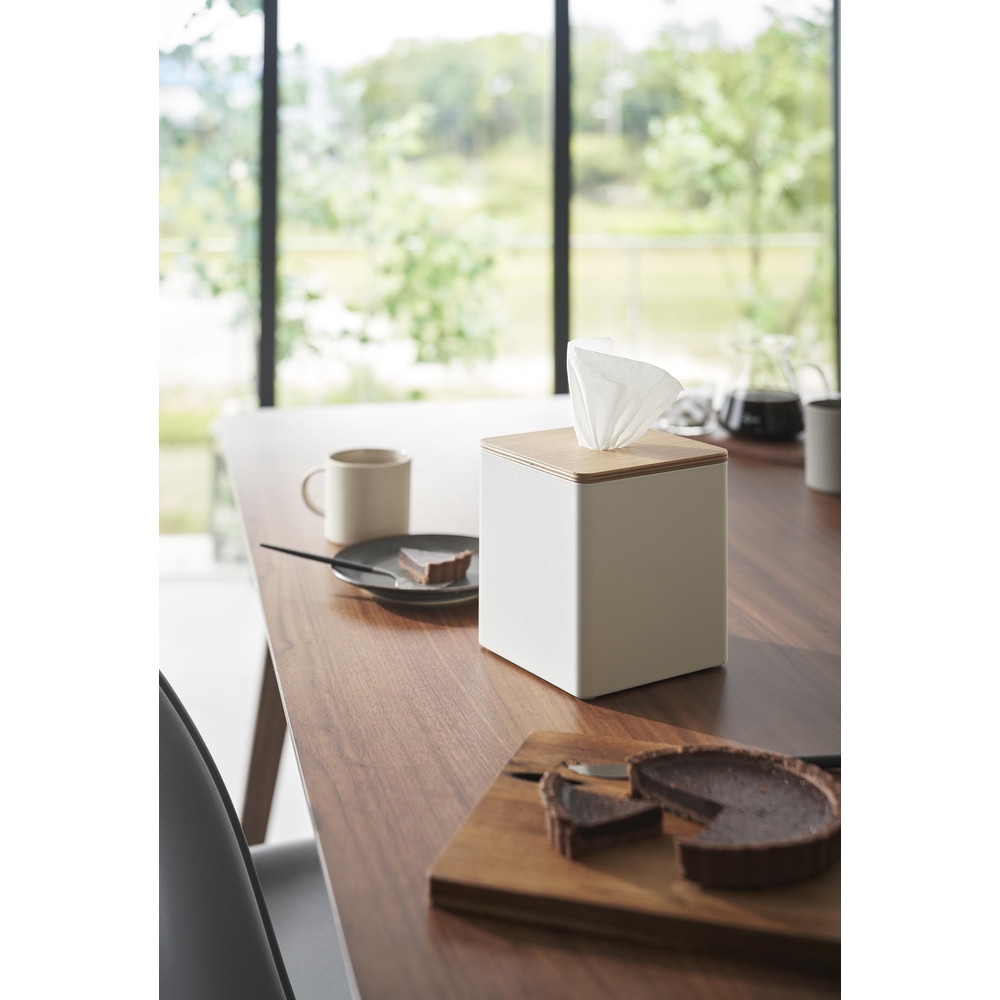 上から出せるティッシュ&トイレットペーパーケース リン ナチュラル