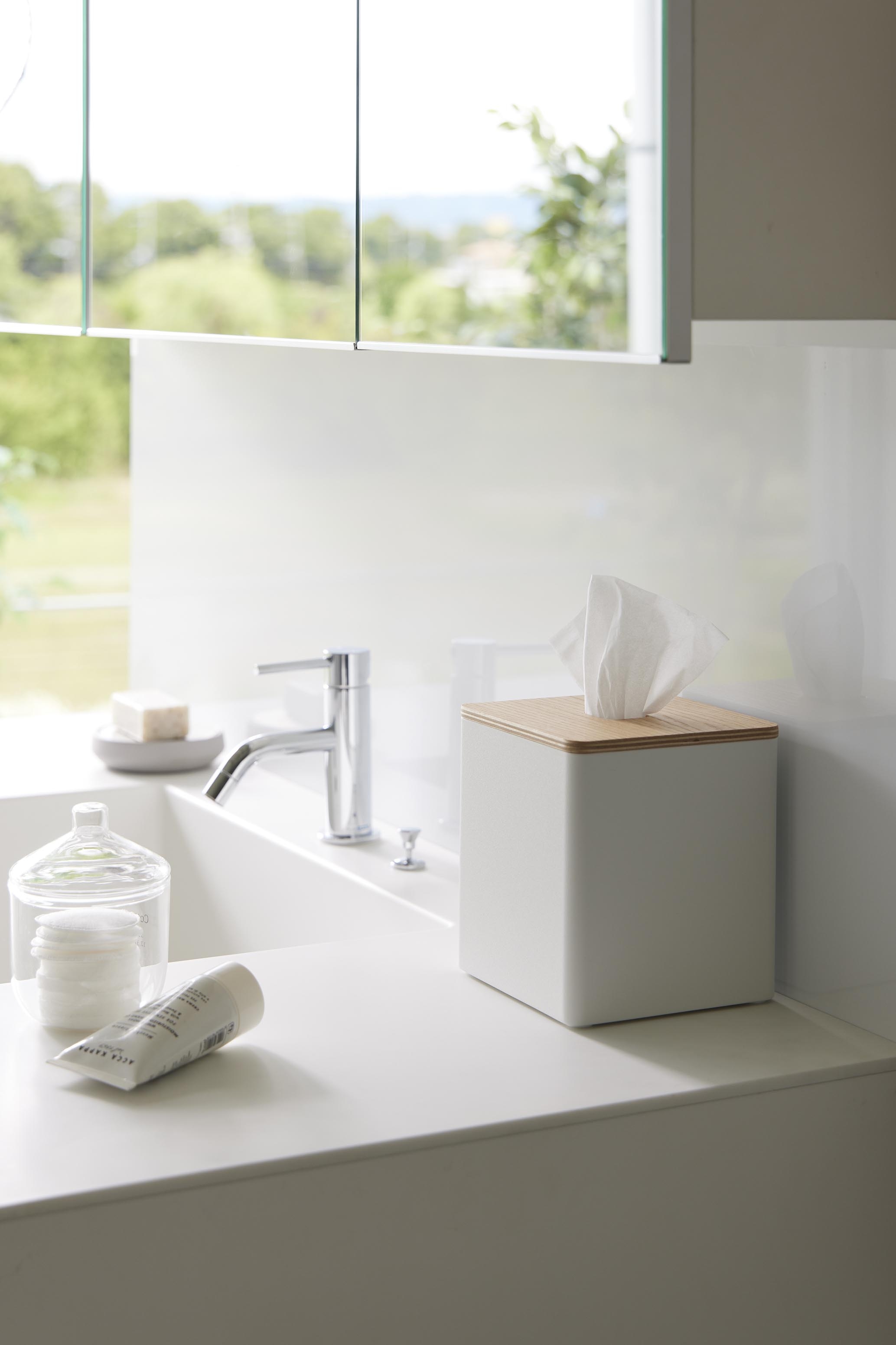 上から出せるティッシュ&トイレットペーパーケース リン ナチュラル