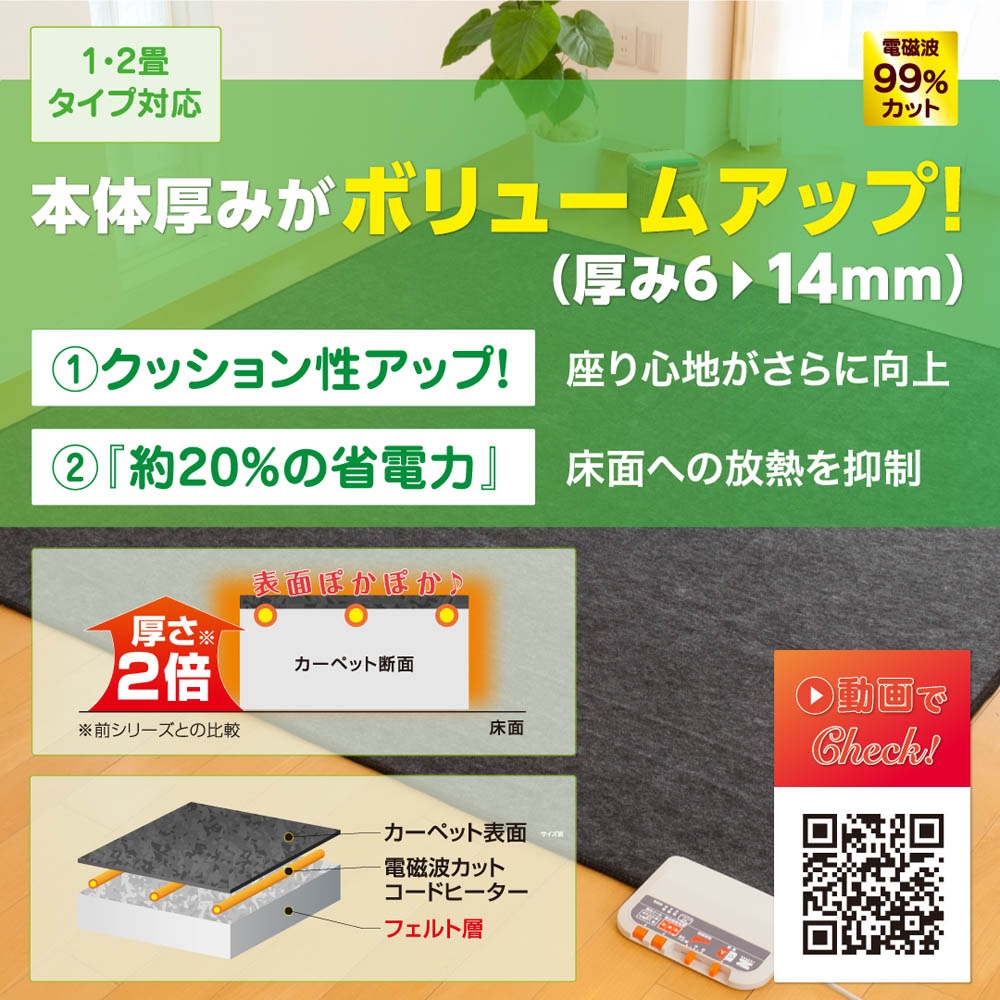 ゼンケン】電磁波カット 電気ホットカーペット 1畳カバー付 | Giftpad