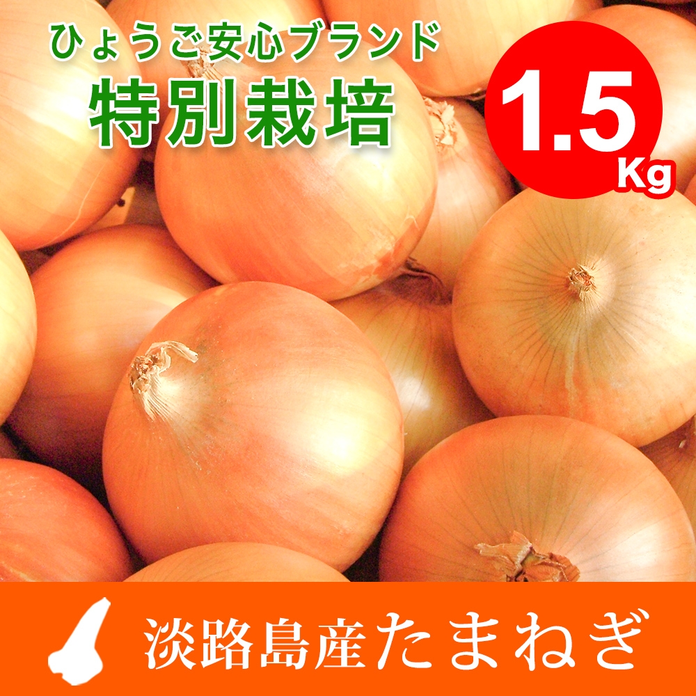25年6月中旬頃より順次発送】特別栽培 淡路島産たまねぎ 1.5kg箱