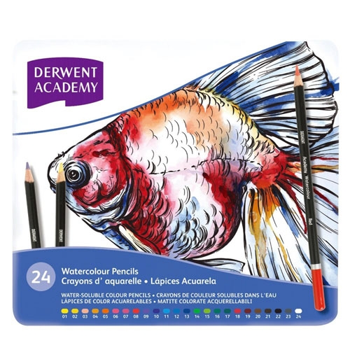 アコ・ブランズ　ダーウェント アカデミー 水彩 色鉛筆ウォーターカラーペンシル メタルケース 24色セット