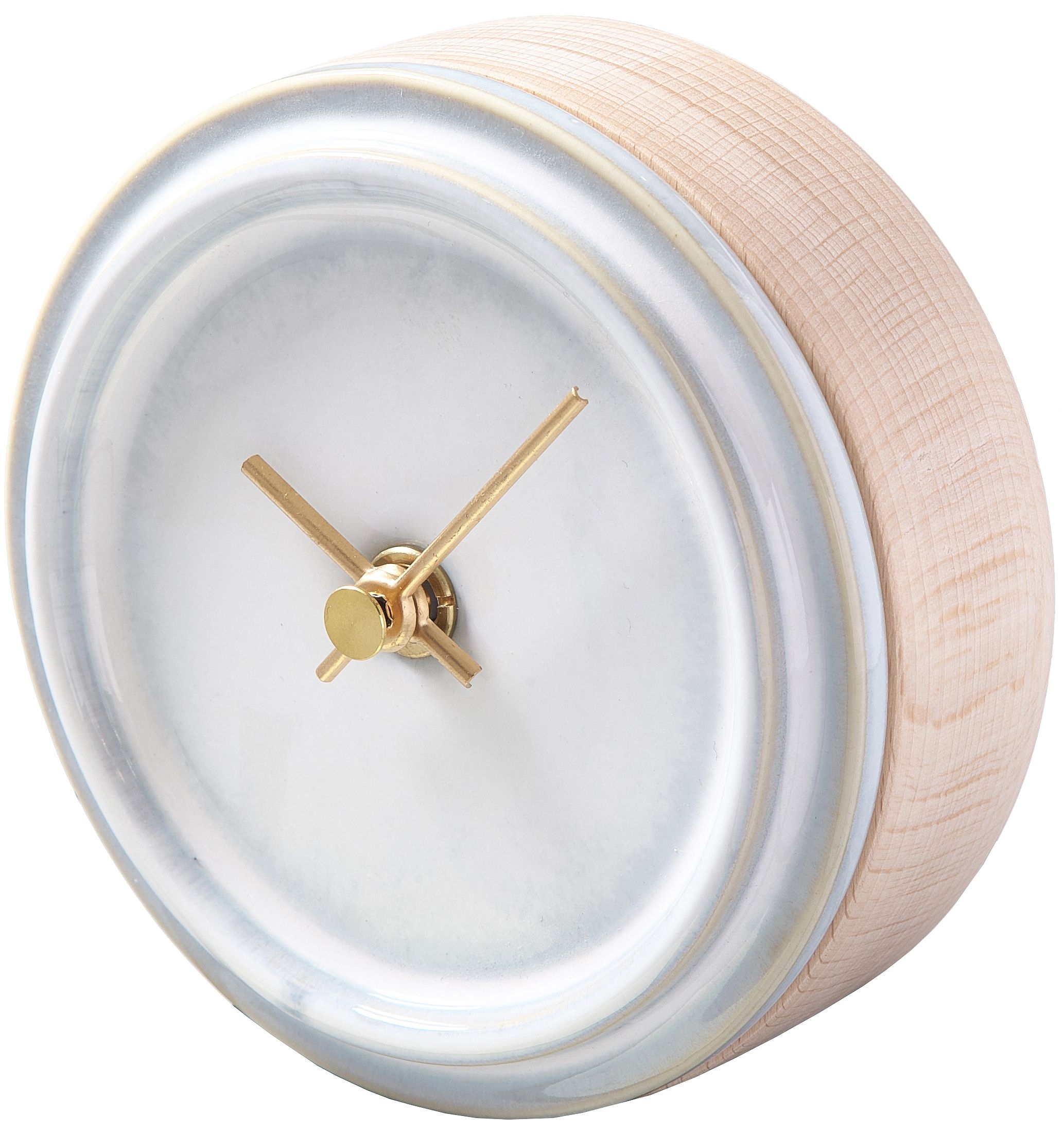 SUGY(杉浦製陶) 陶磁器の美しい置き時計 TILE WOOD CLOCK 乳白釉