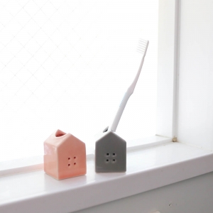 Hus ペアハブラシスタンド PINK&GRAY