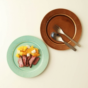 Stampペアディナープレート(BLUE×BROWN)