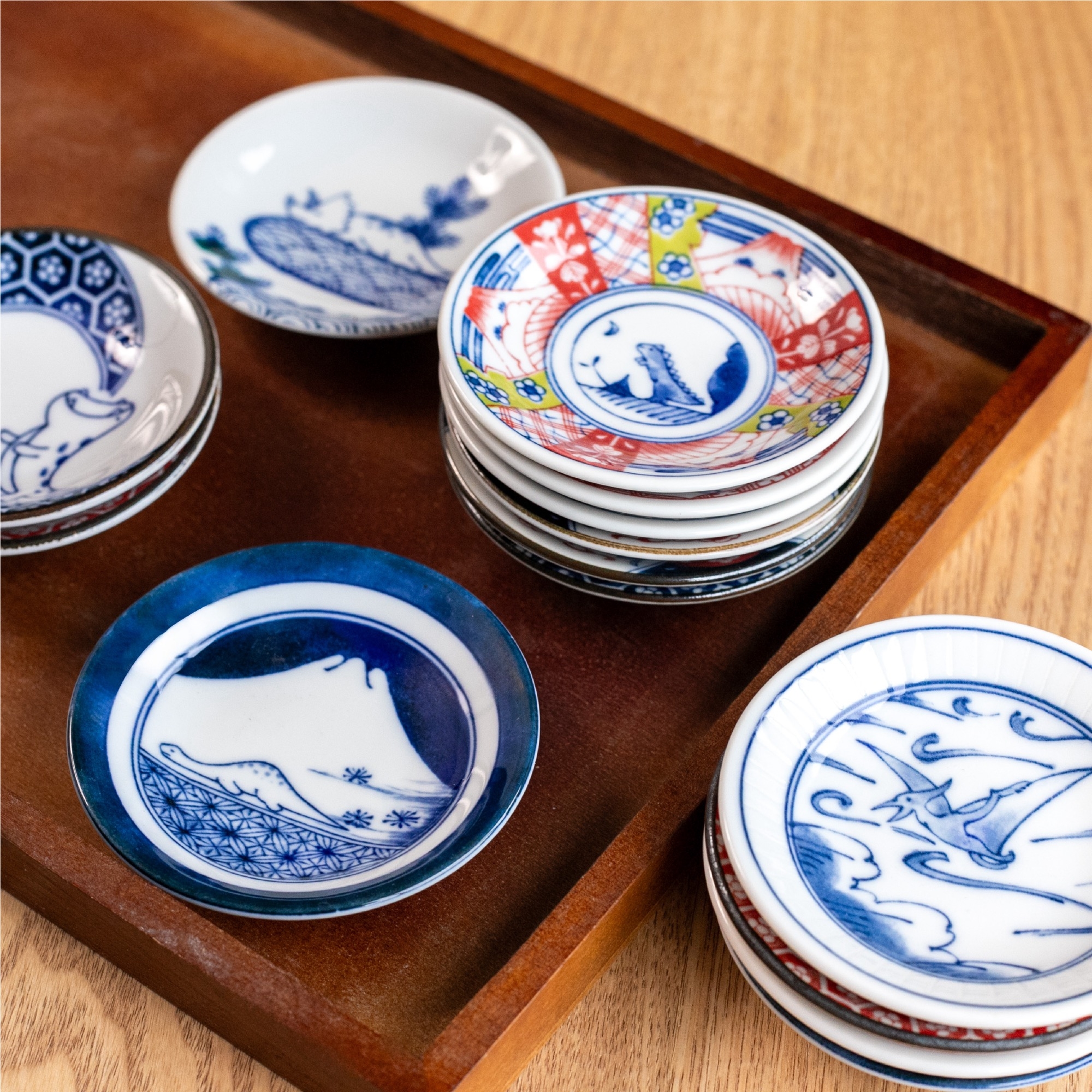 京焼　雲形豆皿　5枚　10cm　江戸中期〜後期 江戸っ子恐竜 六客まめ皿揃 | Giftpad egift