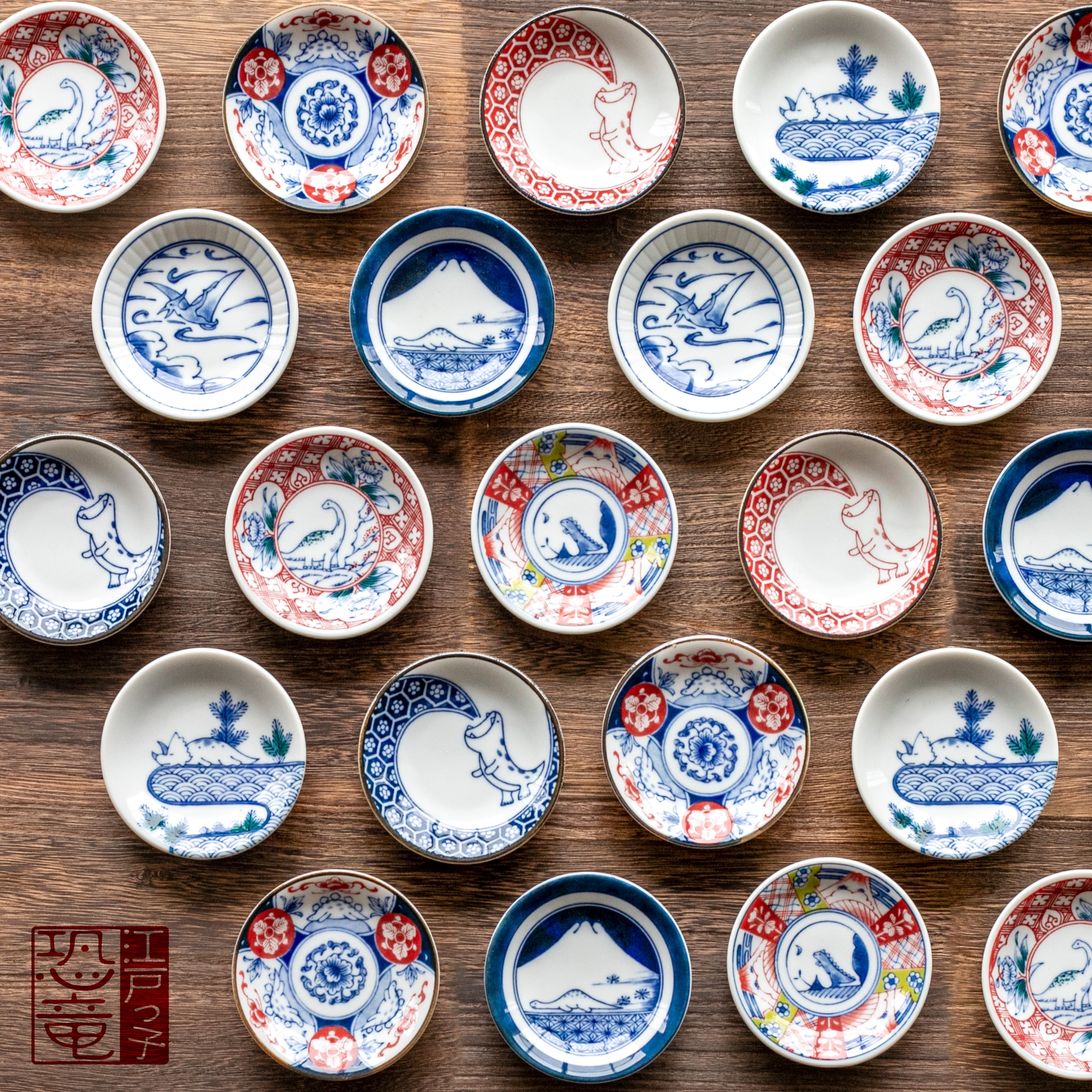 京焼　雲形豆皿　5枚　10cm　江戸中期〜後期 江戸っ子恐竜 六客まめ皿揃 | Giftpad egift