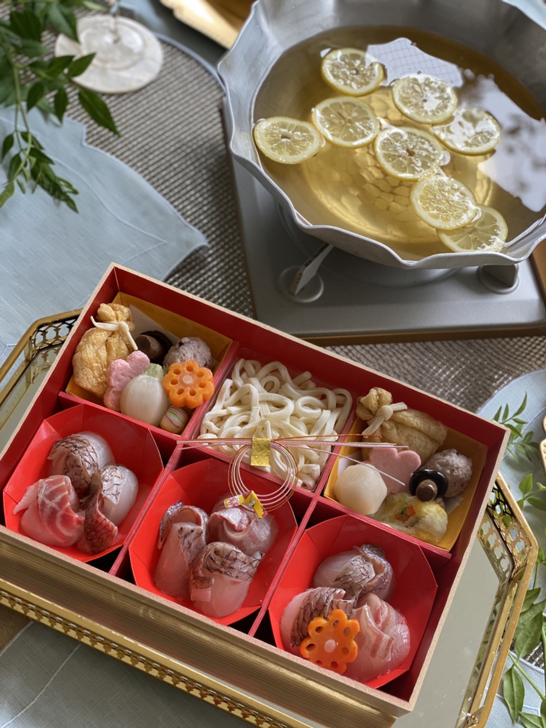 【極美品】吉村楽入作、赤楽鯛形小向付け　4点セット 箱無し 明石めで鯛や】【冷凍発送】めで鯛幸せの鯛しゃぶセット レモン鍋（2