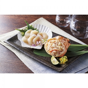 ずわい蟹甲羅と帆立貝盛り