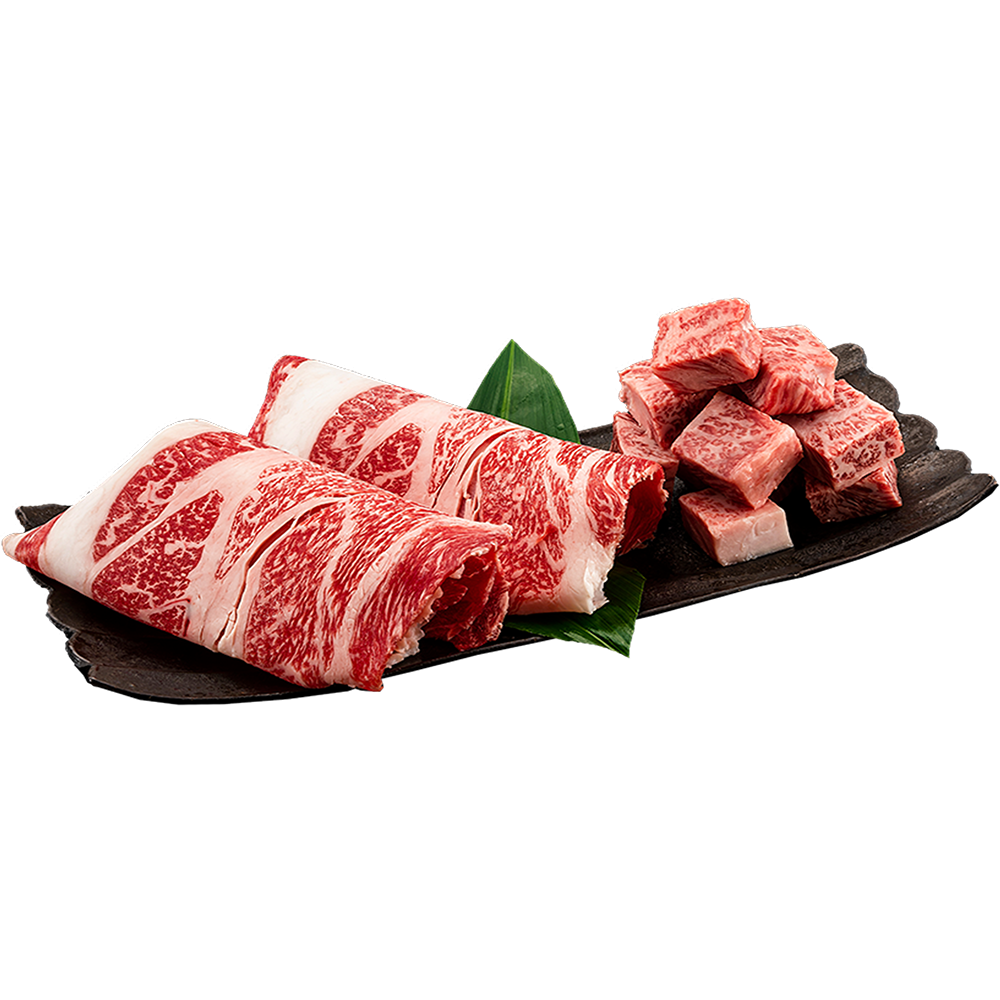 九州産博多和牛霜降り一口ステーキ&すき焼き　総重量400g