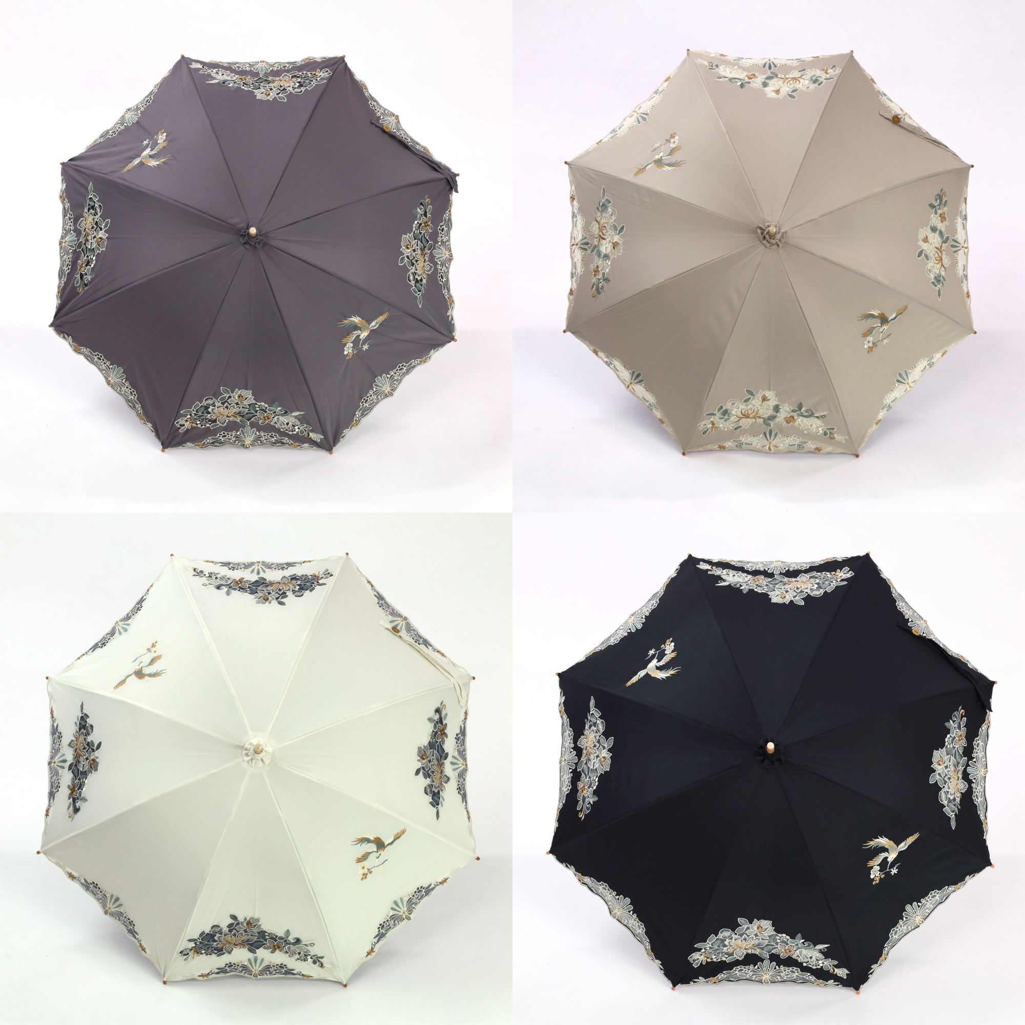 花鳥オーガンジーカットワーク刺繍かわず張り長日傘 | Giftpad egift