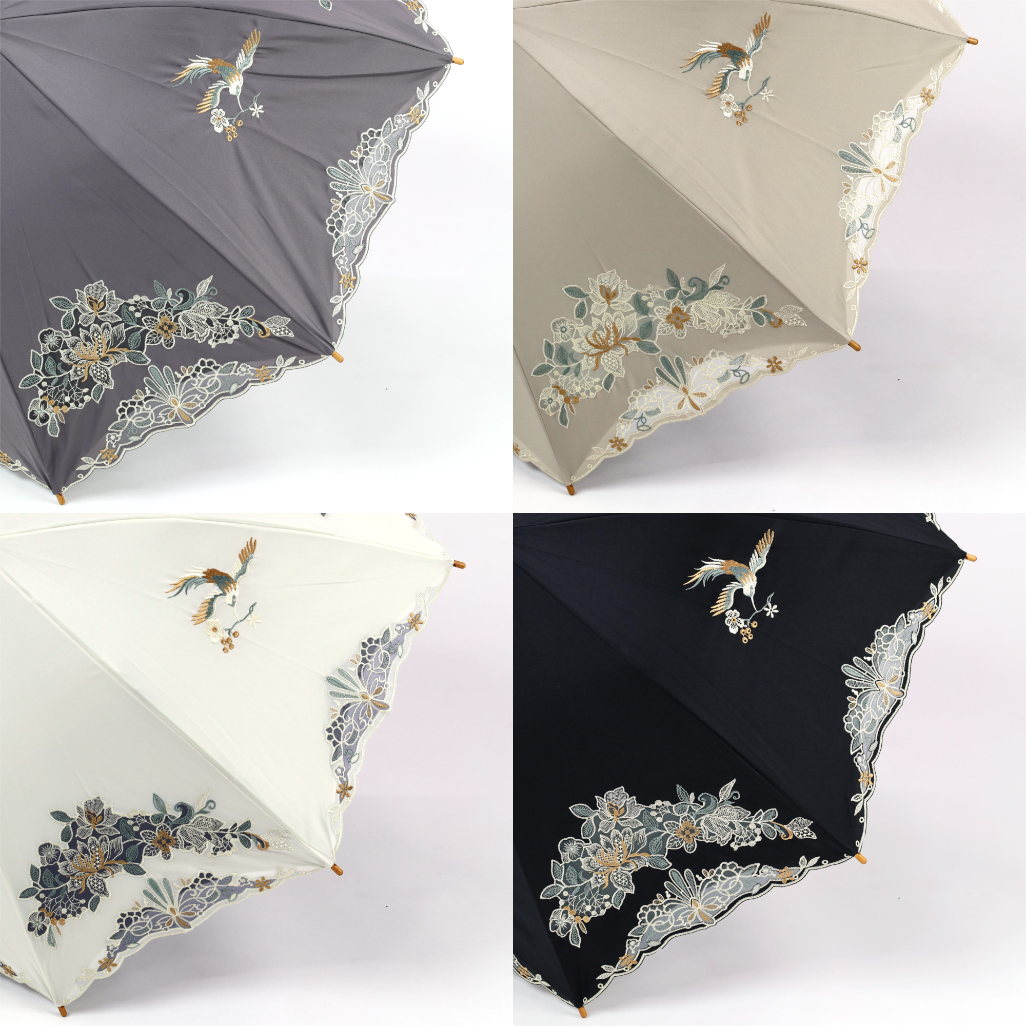 花鳥オーガンジーカットワーク刺繍かわず張り長日傘 | Giftpad egift