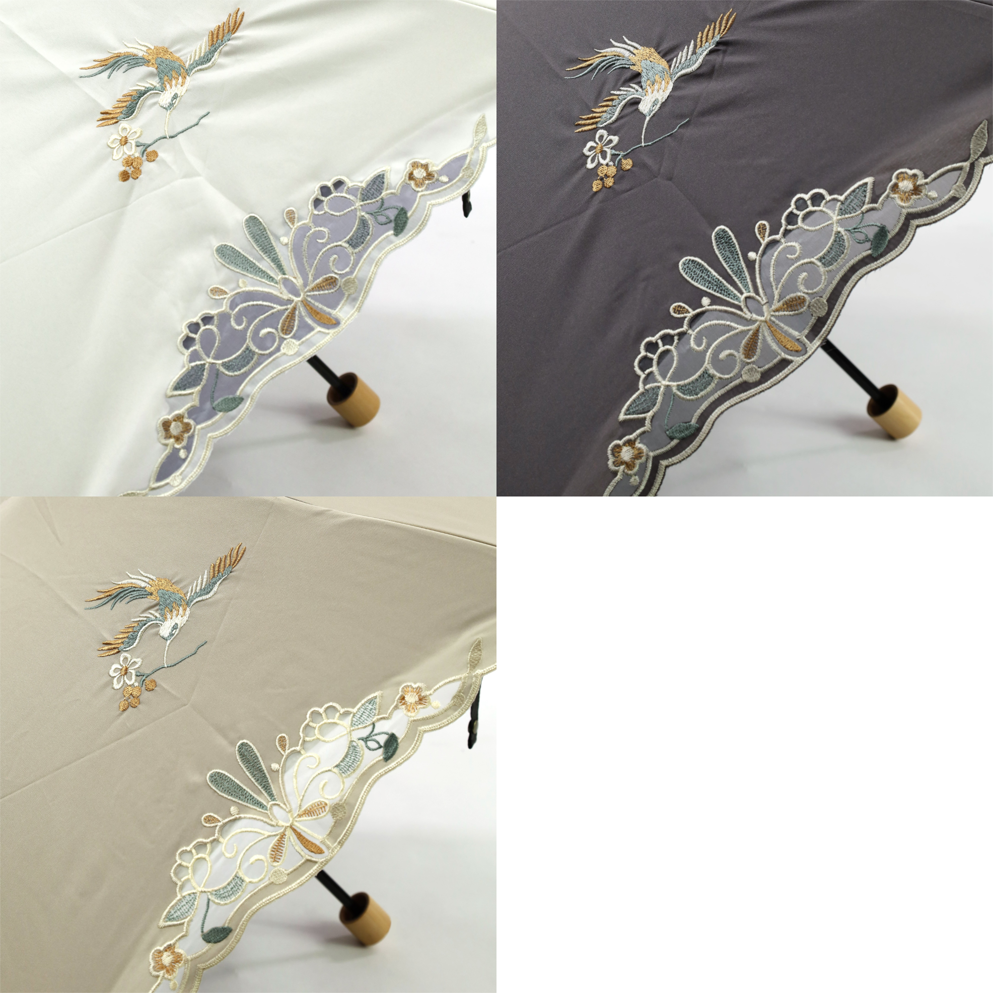 花鳥オーガンジーカットワーク刺繍ミニ折りたたみ日傘A | Giftpad egift