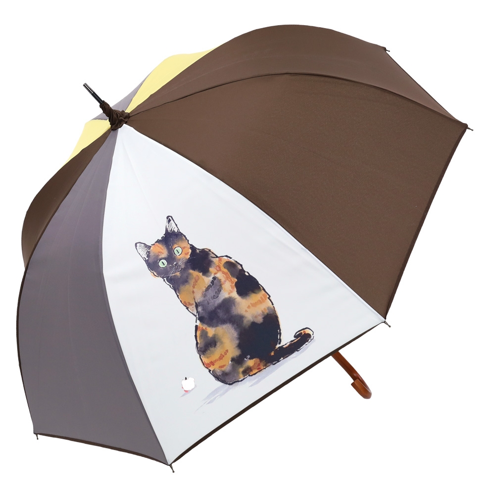 ハラミチヨ 猫イラストプリント 大判ジャンプ 雨傘　さびにゃん