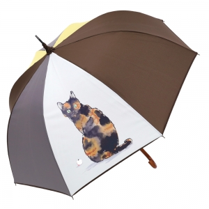 ハラミチヨ 猫イラストプリント 大判ジャンプ 雨傘　さびにゃん