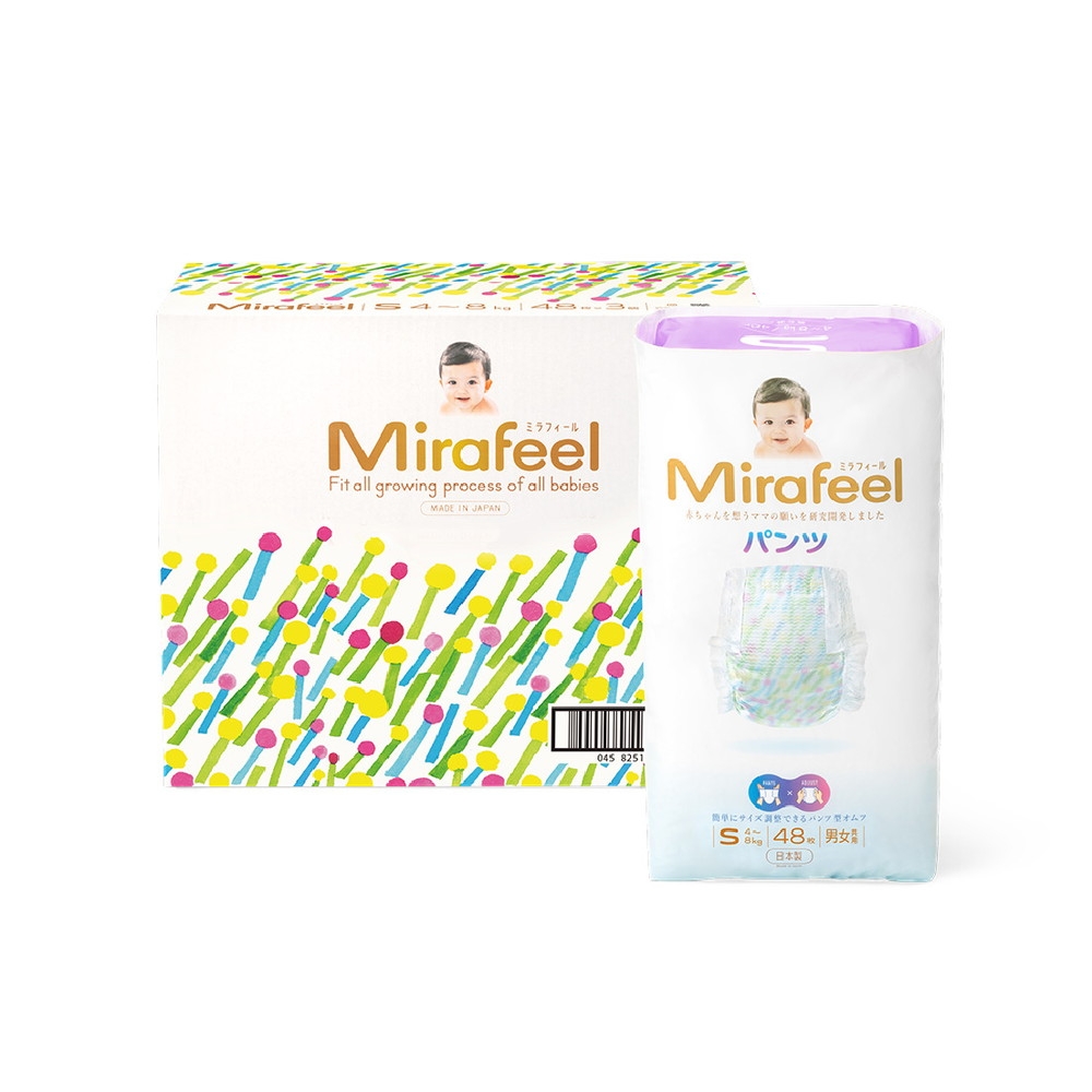 Mirafeel 乳幼児用紙おむつ Sサイズ(4～8kg)1箱(3パック144枚)