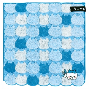 ちいかわ おかお タオルハンカチ ブルー ハチワレ