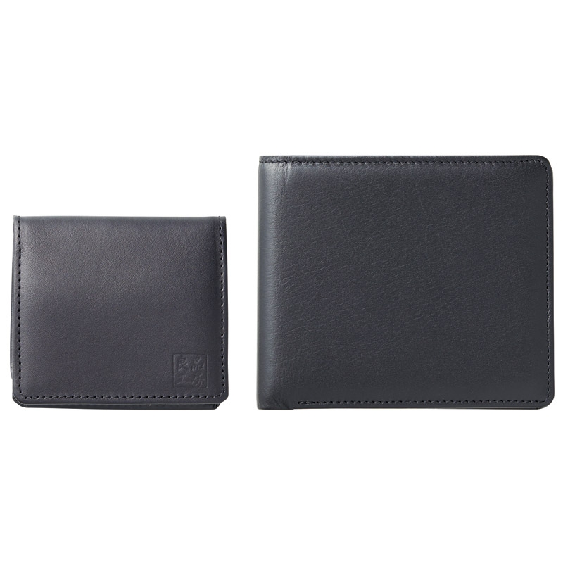 良品工房 日本製牛革二つ折れ財布&小銭入れ(ブラック) | Giftpad egift