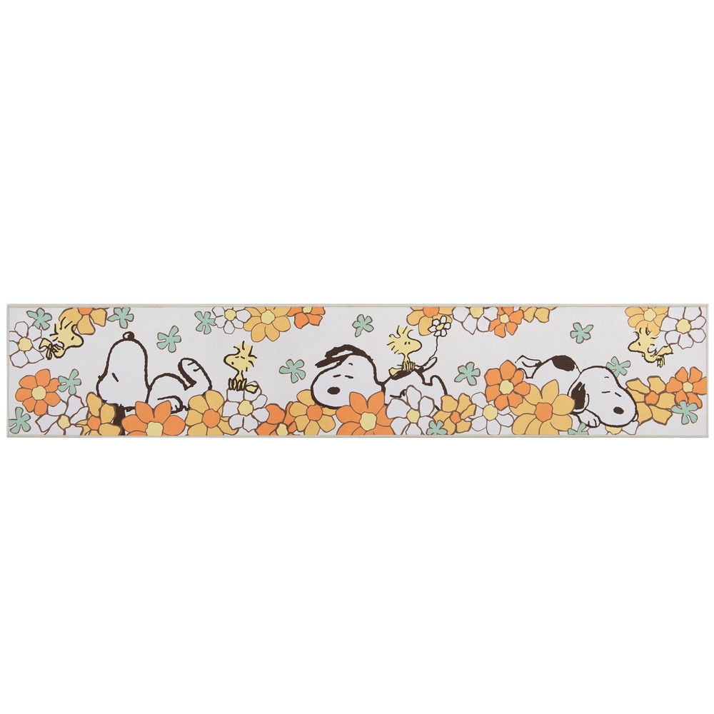 スヌーピー 花いっぱい ロングマット オレンジ 約45×240cm