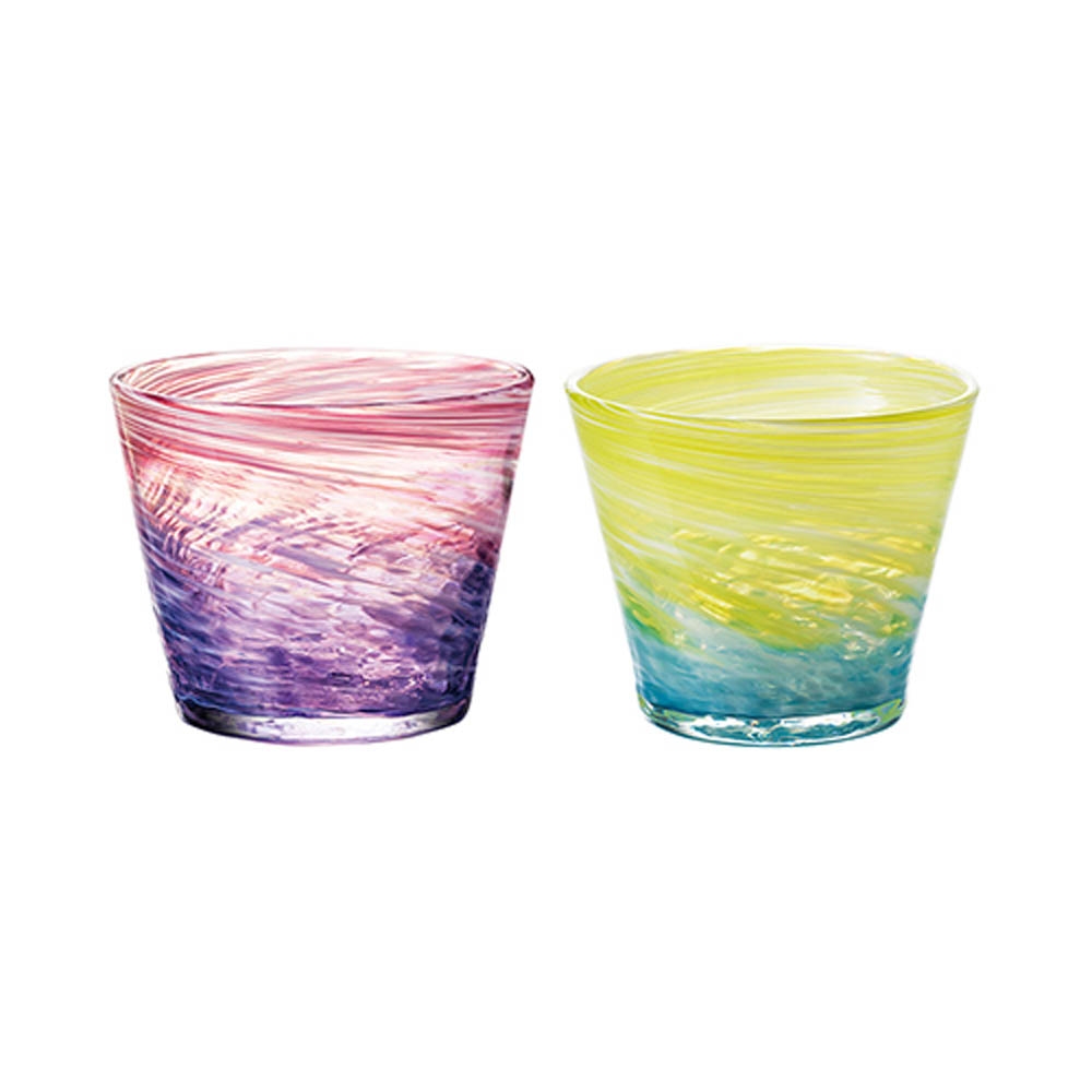 ✨未使用✨硝子工芸品 琉球ビードロ硝子 ペアグラス ペア 琉球ガラス 琉球グラス ハート グラス 海蛍 ピンク と