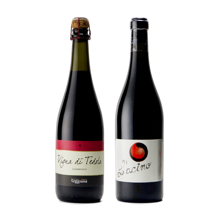 最高評価獲得
赤のスパークリングワイン「ランブルスコ」　辛口２種類１２本セット