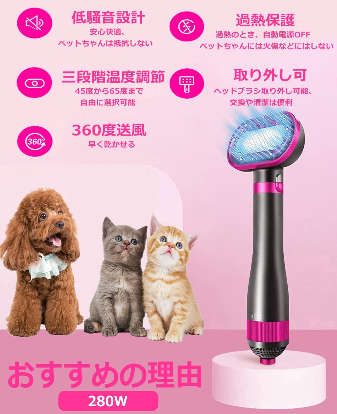 美品　ペット用ドライヤー ５２Ｌ MIMIMACHI 2in1 ペット用ドライヤー 猫犬兼用グルーミングヘア
