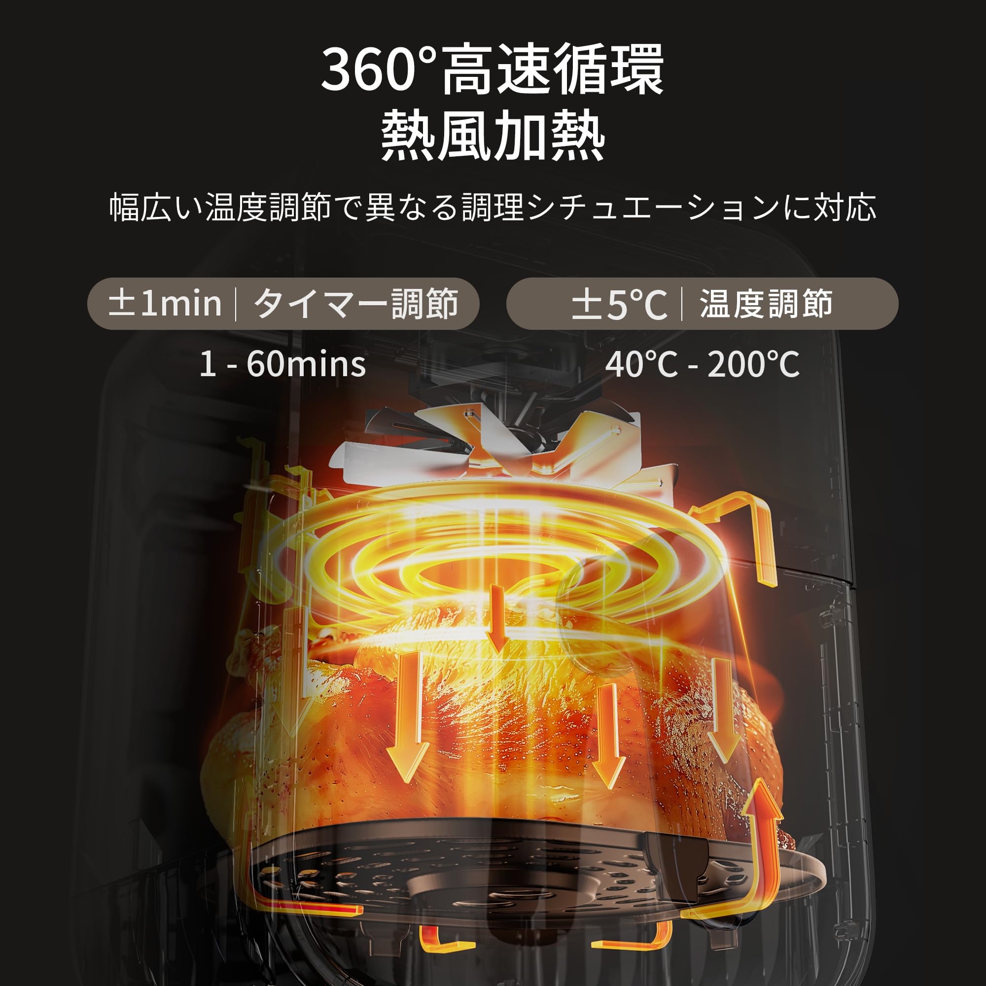 Comfee' ノンフライヤー 4L 大容量 ノンオイル 電気 エア